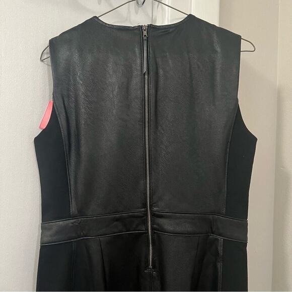 Spanx Black Leather Like Combo Fitted Dress Size Medium - Picture 10 of 16